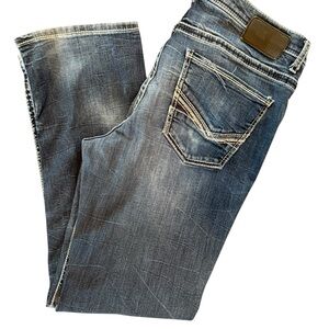 Buckle Blue Bootcut Jeans for Men